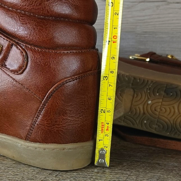Wanted wedge sneakers studded brown gold women's 7 - Picture 7 of 8
